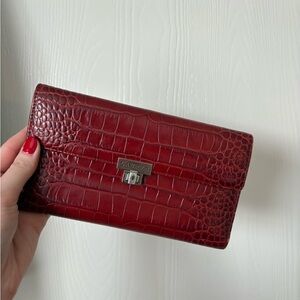 Ralph Lauren Red Crocodile Leather Women's Wallet